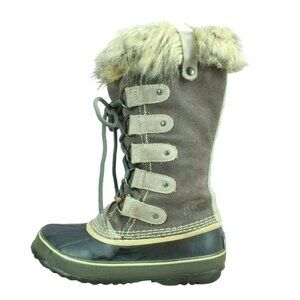 Sorel Joan of Arctic Gray Suede Waterproof Shearling Lined Winter Boots Size 5